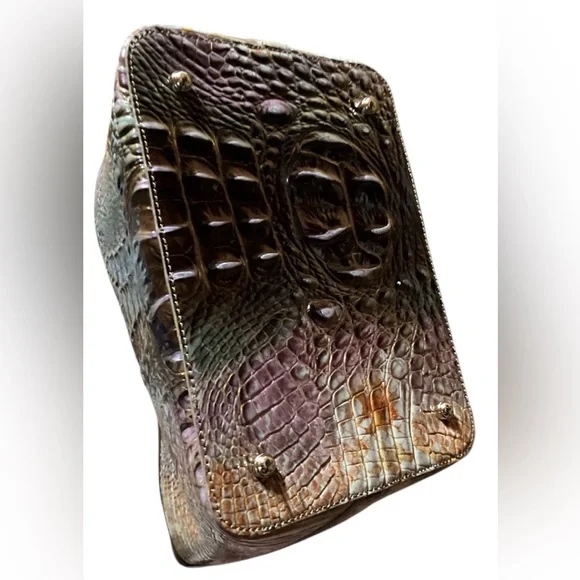 Brahmin Shira Genuine Shearling & Croc Embossed Leather Bucket Bag NWT - Picture 4 of 8